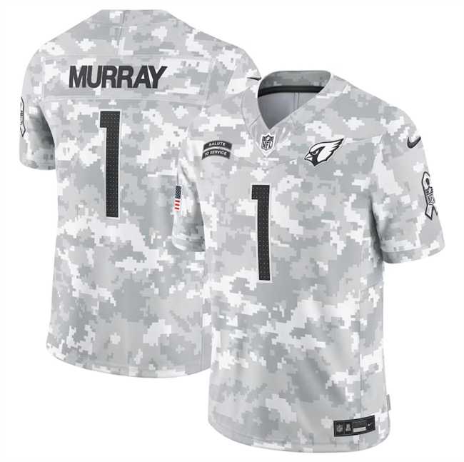 Mens Arizona Cardinals #1 Kyler Murray 2024 Arctic Camo Salute To Service Limited Stitched Jersey Dyin->arizona cardinals->NFL Jersey